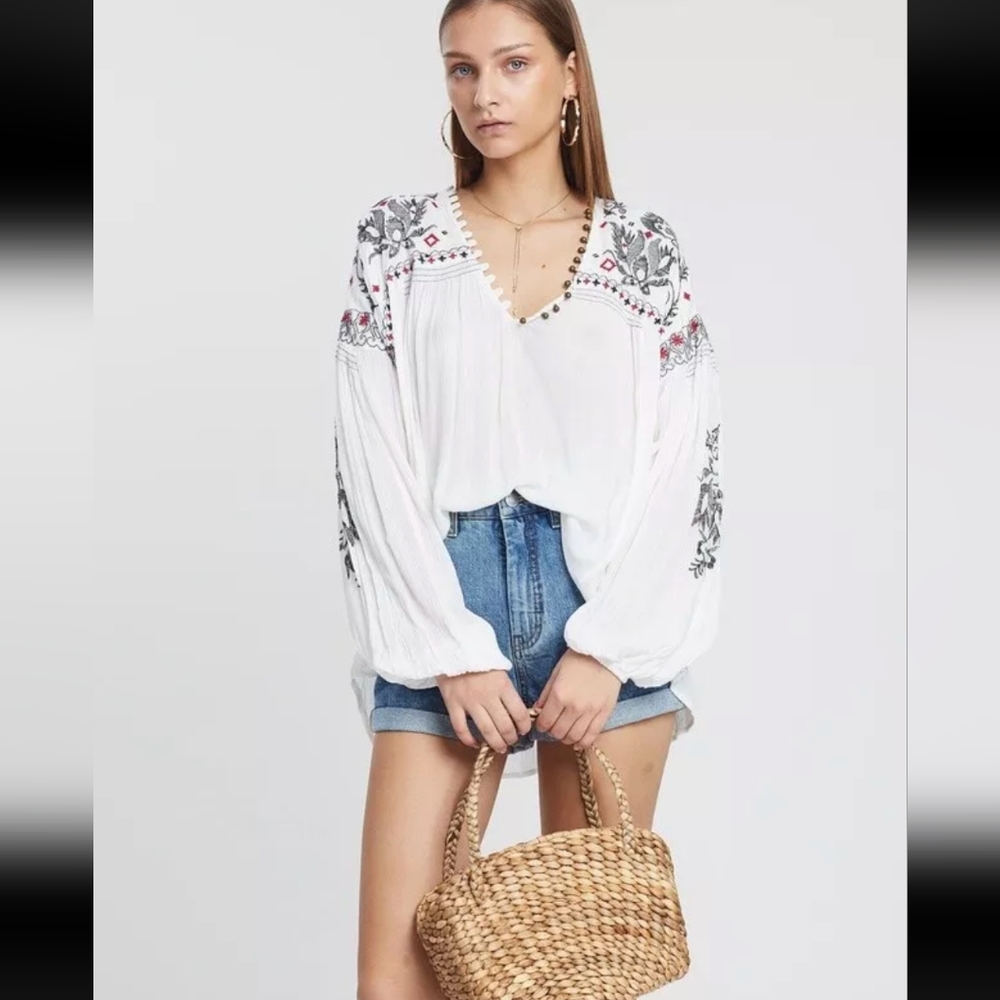Free People Rock It Tonight Peasant Blouse